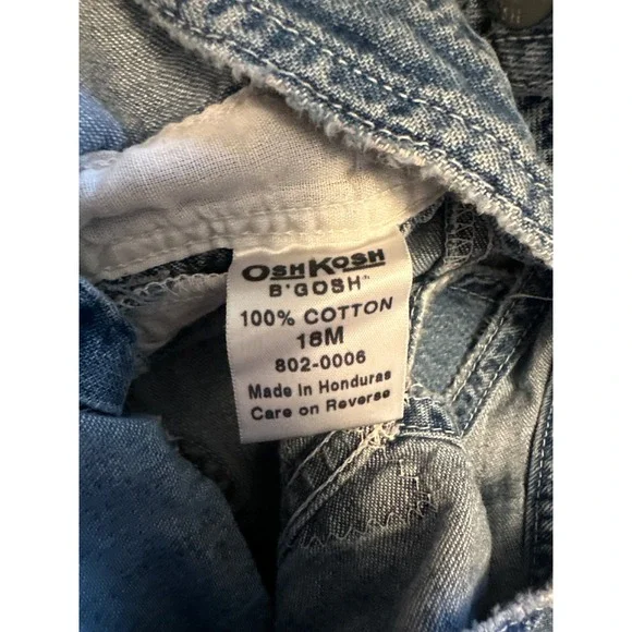 OshKosh BGosh Denim Overalls Vintage Baby Toddler 18M Classic Distressed - Picture 6 of 6